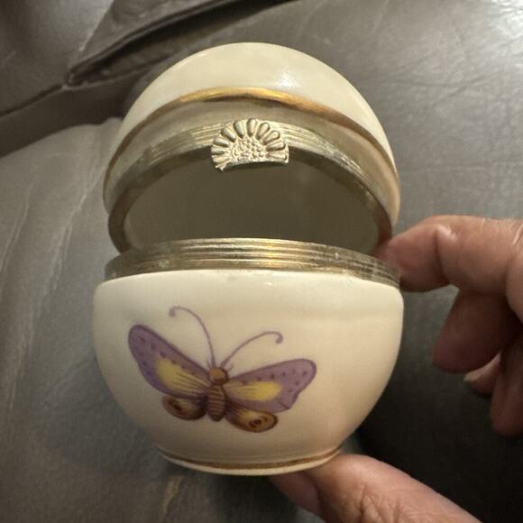 -FIGURINE VTG LEFTON Egg Shaped Trinket Box Made In Japan - Picture 8 of 11